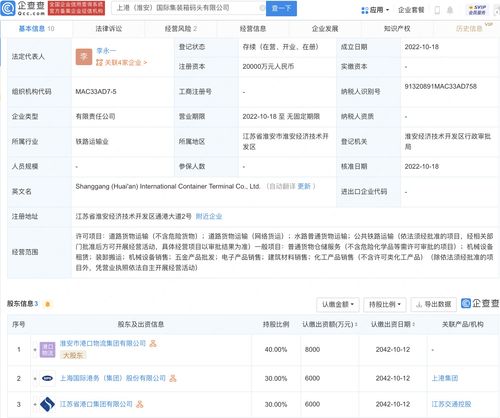 上港集團(tuán)布局淮安 2億元注冊(cè)資本成立國(guó)際集裝箱碼頭公司，家族企業(yè)戰(zhàn)略投資啟航